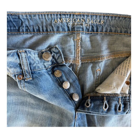 American Eagle Jeans Womens 2 Blue Distressed Button Fly Mid Rise Basic Classic - Picture 7 of 16